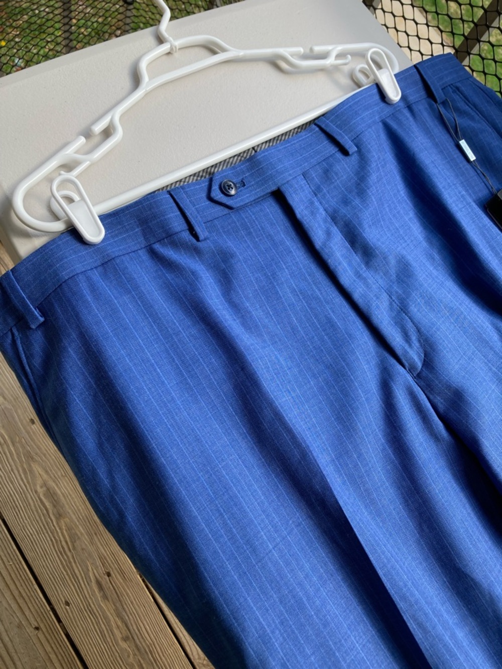 Michael Kors Wool Blend Blue Pinstripe Dress Pants Stretch Trousers Malone 44/32 - Picture 10 of 17